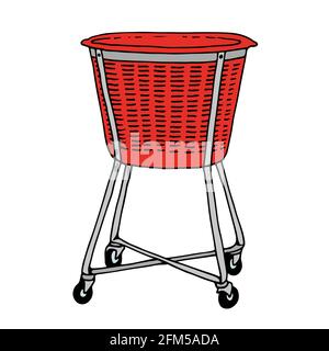 Laundry basket vector illustration, basket for clean linen, clothes, isolated on white background Stock Vector