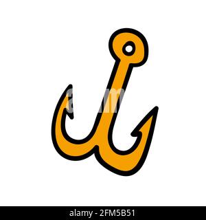Fishing hook icon or Anchor isolated vector doodle Stock Vector