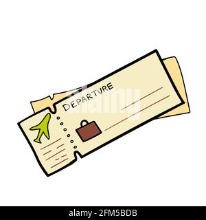 Plane tickets doodle style vector ilustration icon Stock Vector