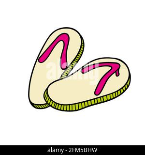 Hand drawn icon of flip flops in doodle style Stock Vector