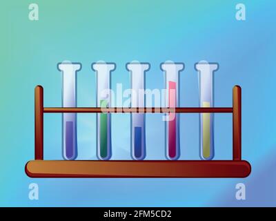 Test tubes in a stand, vector illustration of chemistry Stock Vector