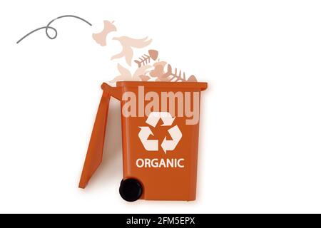 Organic recycle garbage can - Concept of recycling and ecology Stock Photo