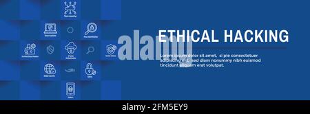 Certified Ethical Hacker - CEH - icon set, web header banner Stock Vector