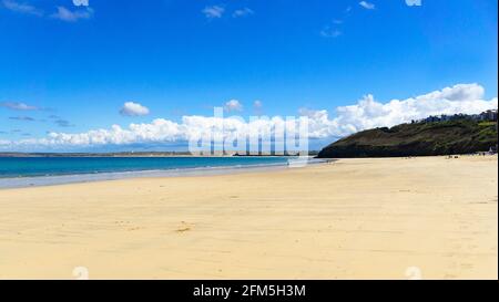 Carbis Bay near St Ives in Cornwall, England, UK, the Carbis Bay hotel ovelrooking the beach is the chosen venue for the G7 summit in June 2021 Stock Photo