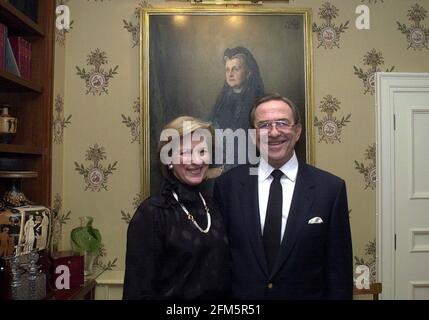 Ex-King Constantine of Greece, and his wife December 2000 Ex-Queen Anne-Marie, in their london home after today's court ruling. The portrait is his great grand-mother, Queen Olga. Stock Photo