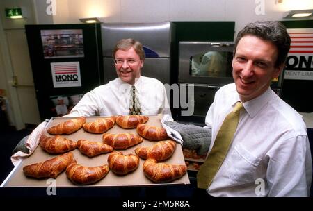 AGA Foodservices Group PLC Photocall March 2001 LEFT Stephen Rennie Chief Operating Officer and  RIGHT William McGrath Chief Executive use one of their ovens Stock Photo