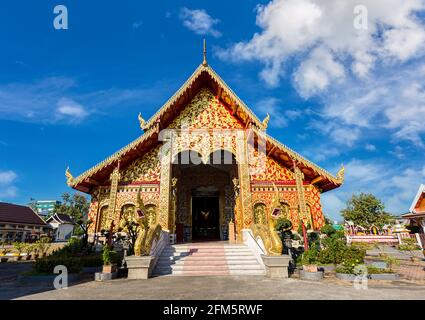 Wat Jet Yot in the city of Chiang Rai in North Thailand. Stock Photo