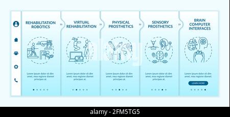 Rehabilitation engineering use onboarding vector template Stock Vector