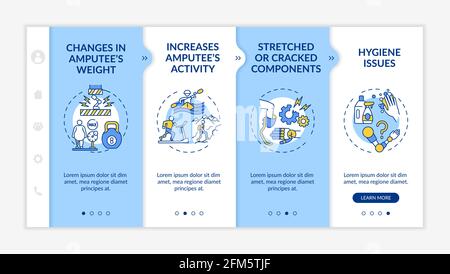 Artificial limb replace conditions onboarding vector template Stock Vector