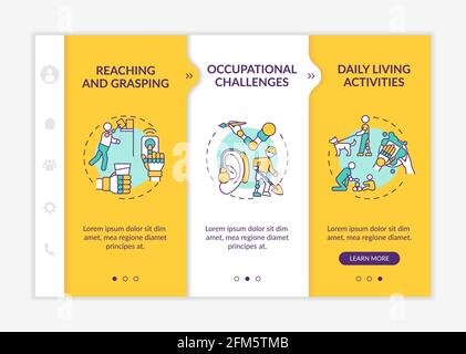 Upper-extremity prostheses tasks onboarding vector template Stock Vector