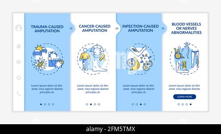 Amputated limb causes onboarding vector template Stock Vector