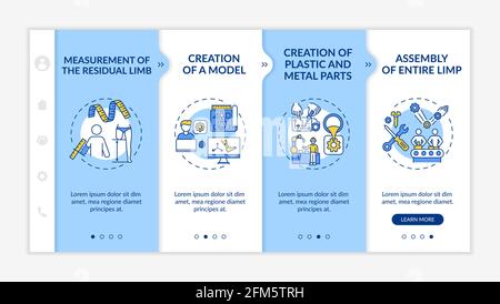 Artificial limb production steps onboarding vector template Stock Vector