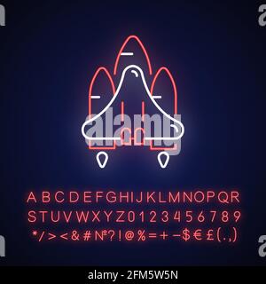 Space shuttle neon light icon Stock Vector