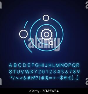 Solar system neon light icon Stock Vector
