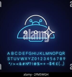 Ufo neon light icon Stock Vector