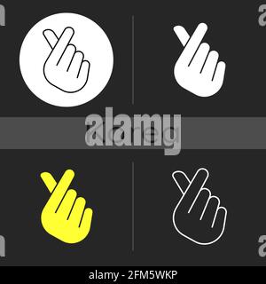 Finger heart dark theme icon Stock Vector