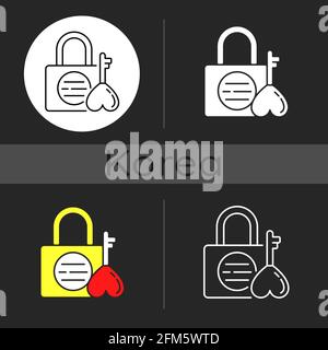 Namsan love locks dark theme icon Stock Vector