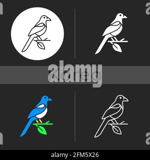 Oriental magpie dark theme icon Stock Vector