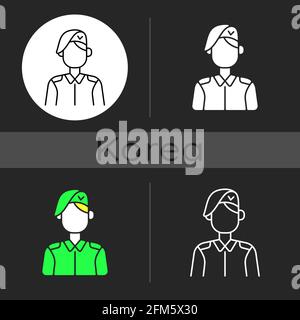 Korean military dark theme icon Stock Vector