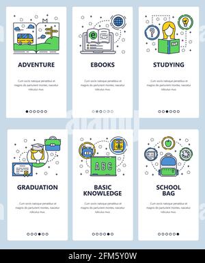 Vector line art web and mobile app template set Stock Vector