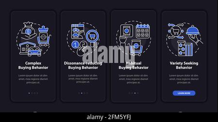 Customer behavior types onboarding mobile app page screen with concepts Stock Vector