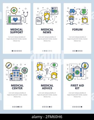 Vector line art web and mobile app template set Stock Vector