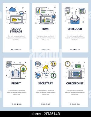 Vector line art web and mobile app template set Stock Vector
