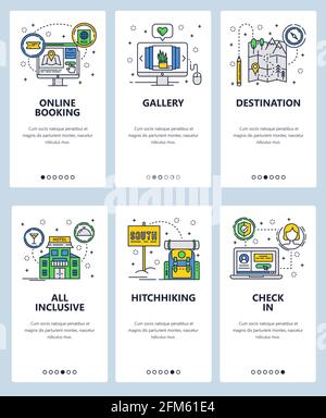 Vector line art web and mobile app template set Stock Vector
