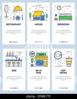 Vector line art web and mobile app template set Stock Vector