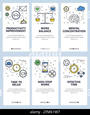 Vector line art web and mobile app template set Stock Vector