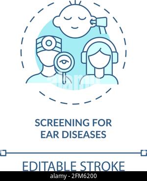 Screening for ear diseases concept icon Stock Vector