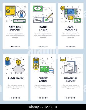 Vector line art web and mobile app template set Stock Vector