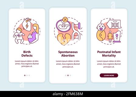 Genetic defects results onboarding mobile app page screen with concepts Stock Vector