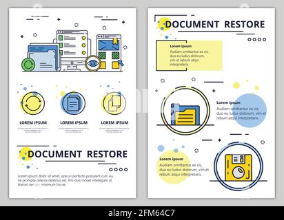 Vector line art document restore poster banner Stock Vector