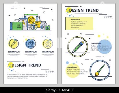 Vector line art design trend poster banner Stock Vector