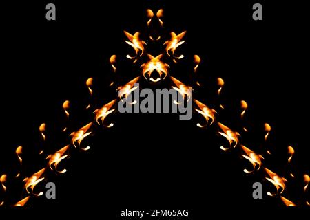 Minimalist fire frame on black background Stock Photo