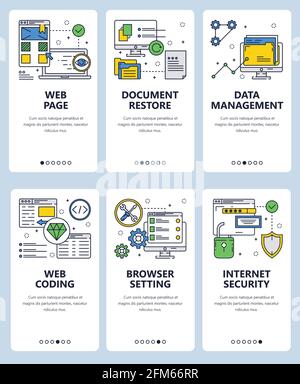Vector line art web and mobile app template set Stock Vector