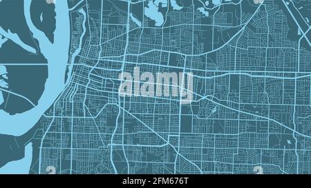 Skyblue and blue Memphis city area vector background map, streets and water cartography illustration. Widescreen proportion, digital flat design stree Stock Vector