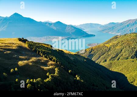 Panoramic aerial view of the Alto Lario towards south, Lake Como (IT) Stock Photo