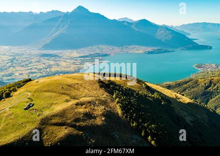 Panoramic aerial view of the Alto Lario towards south, Lake Como (IT) Stock Photo