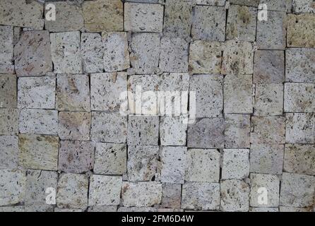 Full frame closeup of gray white natural stone mosaic Stock Photo