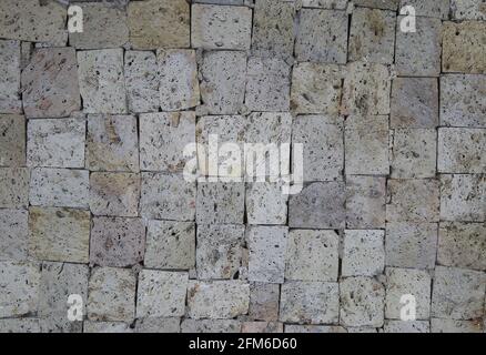 Full frame closeup of gray white natural stone mosaic Stock Photo