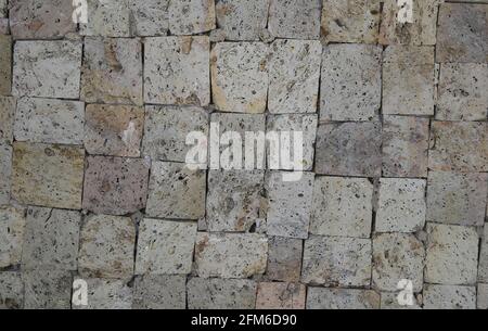 Full frame closeup of gray white natural stone mosaic Stock Photo