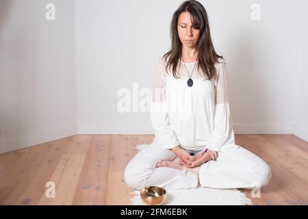 Meditation, Sporty Serene Young Man Sitting In Cross-legged Yoga Lotus Pose,  Padmasana With Fingers In Yogic Gesture Chin Mudra Stock Photo, Picture and  Royalty Free Image. Image 39163708.