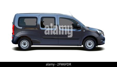German MPV car side view isolated on white background Stock Photo