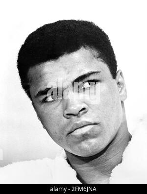 Muhammad Ali. Portrait of the heavyweight boxer Muhammad Ali ( b. Cassius Marcellus Clay Jr., 1942-2016) in 1967. Photo by Ira Rosenberg Stock Photo
