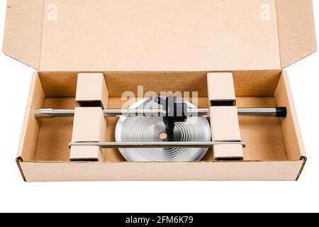 Hookah in a cardboard box. Isolated on a white background. Stock Photo