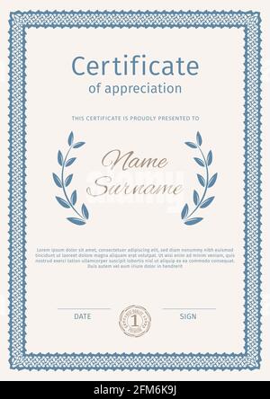 Blue border certificat. Business simple design. Vector illustration Stock Vector