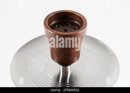 clay bowl for hookah smoking on a white isolated background Stock