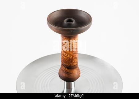 Beautiful ceramic tobacco bowl on white background. Stock Photo